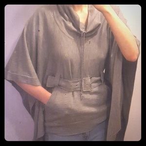Gray wool cape top by Karen Millen